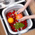 家用多功能折叠水槽切菜板 切水果洗蔬菜收纳两用厨房菜板 沥水篮(1064方形玫红)第5张高清大图