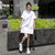 巴洛尼莫夏季新款短袖少女装休闲连衣裙直筒女裙子运动裙宽松t恤裙(白色 L)第4张高清大图