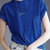 欧美短袖纯棉T恤女夏季宽松2021新款时尚百搭上衣气质潮流打底衫(蓝色 XL)第3张高清大图