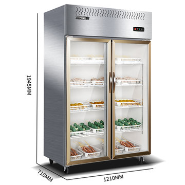 星星（XINGX）BC-880E 880L 商用双门厨房冰箱 全冷藏立式冰柜 玻璃门展示柜 不锈钢保鲜柜 饭店酒店冷柜 不锈钢