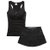 nike耐克女子瑜伽运动背心健身短裤裙羽毛球服带胸垫套装(黑色)第4张高清大图