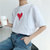 【朵梵语】2019年夏季新款韩版宽松印花短袖t恤女学生修身显瘦T恤(白色 XXL)第2张高清大图