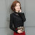 VEGININA 韩版女装立领衬衫上衣长袖打底衫薄款 10016(黑色 3XL)第2张高清大图