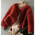MISS LISA羊羔毛外套冬季加厚小香风轻奢名媛上衣W26S24108(红色 S)第4张高清大图