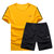 运动套装男式夏季休闲跑步健身短袖短裤 吸湿速干t恤五分裤运动服 LTZ01(黑蓝色 4XL)第4张高清大图