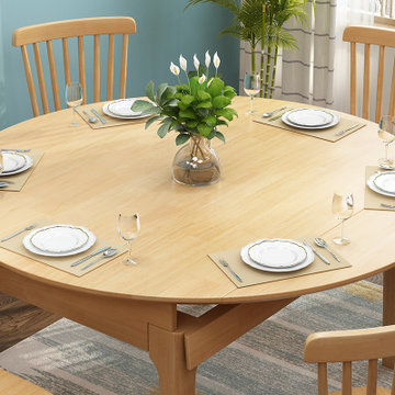 恒兴达 日式纯实木餐桌椅组合北欧全实木橡胶木长桌小户型4人桌餐厅家具(跳台餐桌-1.2米胡桃色 一桌四椅)