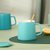咖啡杯简约杯子陶瓷杯带盖勺马克杯大容量女家用办公室水杯定制(6杯+托盘（深/浅蓝混搭）)第4张高清大图