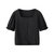 艾米恋衬衫女2021年夏季新款短款方领泡泡袖短袖上衣薄款黑色衬衣(黑色 S)第5张高清大图