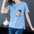【灵薇雅】夏季韩系100%纯棉小女孩卡通印花宽松圆领短袖T恤衫D7263(天蓝色 XXXL)第3张高清大图