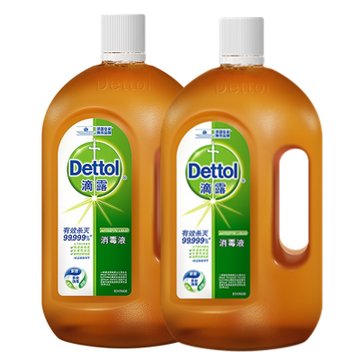 Dettol滴露 消毒液1.2L*2瓶 家庭清洁/衣物除菌/地板皮肤宠物清洁，有效杀菌99.999%(1.2L*2)