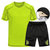 运动套装男夏季短袖短裤健身服男运动T恤健身衣透气速干跑步1265(绿色-黑裤白条 XXL)第5张高清大图