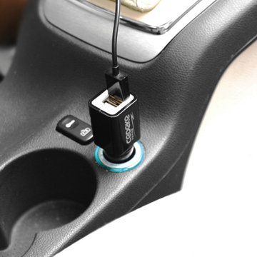 车德克DK-4300双USB全功率iPhone/iPad车载充电器（黑色）