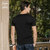 爱登堡男装夏季新品短袖T恤男青年时尚舒适透气修身打底体恤衫(黑色 165)第2张高清大图