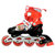 乐士ENPEX铠甲勇士可调旱冰鞋 溜冰鞋套装KJ-335/337直排闪光轮滑鞋套装(红色 S码（31-34）)第4张高清大图