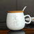创简坊（CJIANFF） 陶瓷情侣杯马克杯可爱水杯带盖勺早餐杯牛奶咖啡杯子(么么哒配瓷盖瓷勺)第5张高清大图
