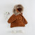 小马蒙奇18冬款男女宝宝纯色连帽毛领大棉衣婴童保暖棉衣(120 棕色)第4张高清大图