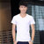 2017夏装新款纯白色男士圆领短袖T恤棉纯色短袖潮打底衫 ST001(白色V领)第2张高清大图