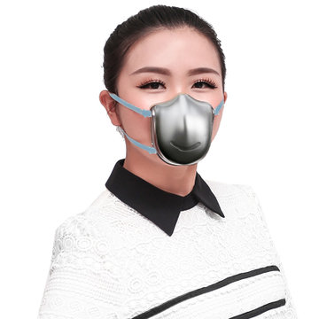 原森态便携式动力防护口罩钛晶灰 便携电子防雾霾pm2.5活性炭呼吸阀电动滤芯眼镜不起雾面罩面具