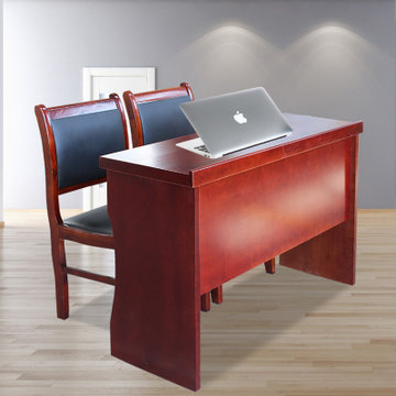 木巴简易电脑桌台式桌家用写字台书桌简约现代条桌办公桌子双人桌两把起售(椅子YZ085 包邮送货至楼下)