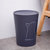 翻转式圆形桶盖 家用带盖纸蒌厨房客厅卫生间垃圾桶(草木灰 侧颜猫图案)第4张高清大图
