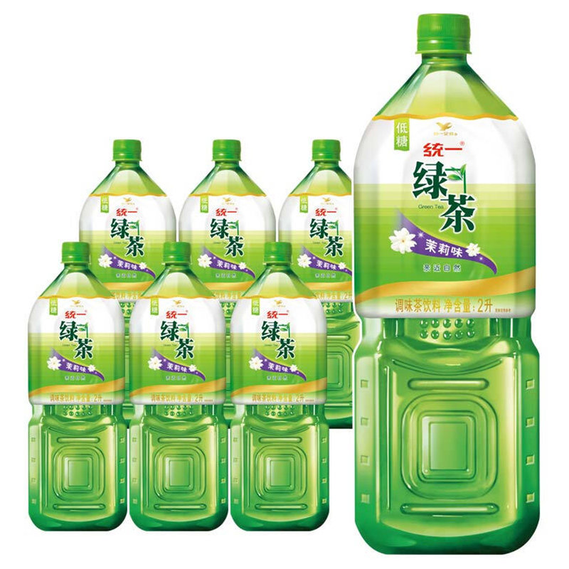 國美自營統一綠茶茉莉味茶飲料2l6整箱裝