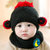 秋冬婴儿毛线帽0儿童3宝宝帽子6围巾两件套装12个月小孩加绒1-2岁(红咖)第2张高清大图
