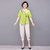 新款妈妈上衣薄款洋气中老年人夏装棉麻套装气质中年女士短袖t恤(粉红色 4XL建议（135-145）斤)第2张高清大图