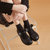 达芙妮复古玛丽珍鞋低跟秋2021年新款法式粗跟单鞋圆头小皮鞋软皮(黑色 35)第4张高清大图