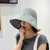 SUNTEK遮阳帽女防晒遮脸空顶大沿韩版儿童太阳帽夏季双面亲子可折叠户外(大人款（送防风绳） 浅绿色Q219-5遮阳帽)第5张高清大图