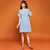 七格格2017夏装新款时尚宽松圆领露肩刺绣荷叶袖牛仔连衣裙X1156(蓝色 L)第3张高清大图