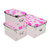 浦晨 整理盒三件套金属边环保PP有盖收纳盒(粉色圆圈PC7010)第2张高清大图
