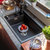 科恩纳石英石水槽单槽一体厨房洗菜盆花岗岩家用商用加厚洗碗水池(D750金砂黑豪华套餐)第3张高清大图