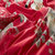 黛丝丹奴 美式60S长绒棉数码印花贡缎四件套全棉床单被套1.8m纯棉床上用品(梦溪 红 适合2*2.3米被芯)第4张高清大图