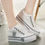 新款韩版帆布鞋低帮内增高女鞋休闲学生运动鞋女式布鞋(蓝色 40)第5张高清大图
