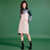 七格格2017春装新款 街头个性V领 插袋宽松pu皮裙吊带连衣裙 L429(黑色 S)第3张高清大图
