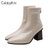 CaldiceKris（中国CK）秋季新款尖头裸靴弹力瘦瘦单靴英伦短靴女（单里）CK-X9018-1(黑色 36)第5张高清大图
