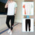 X17新款夏季男士休闲运动套装短袖T恤韩版潮流宽松青少年两件套XCF0146(黑色 M)第2张高清大图