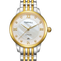 陀翡利迩（TOPHILL）瑞士品牌手表商务石英女士腕表TE023L.S3267 玫瑰金壳圈带白面(钢间金白TE023L.S6267 钢带)