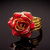 梦克拉 鲜花玫瑰烤漆戒指 玫瑰花戒指红色玫瑰花项链花朵吊坠女饰品(红玫瑰)第2张高清大图