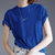 欧美短袖纯棉T恤女夏季宽松2021新款时尚百搭上衣气质潮流打底衫(蓝色 XL)第5张高清大图
