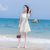 阿琳家201夏季新款韩版女装修身气质露肩小礼服一字肩连衣裙裙子(乳白色)(L)第2张高清大图