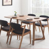 天米 TIMI 北欧白橡实木餐桌椅 1.4米餐厅家具 现代简约创意饭桌组合(原木色 1.4米餐桌+4把黑色PU凳面Z椅)