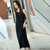 MISS LISA时尚气质长款连衣裙女式修身显瘦打底连衣裙高腰吊带裙EY3322(黑色 XL)第3张高清大图