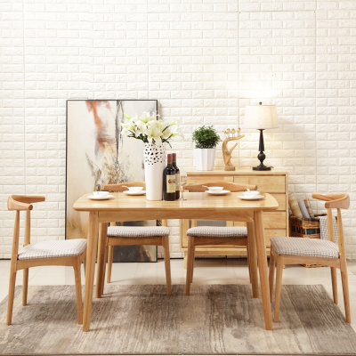 美天乐 餐桌椅组合 日式餐台 北欧家具小户型饭桌 实木餐桌餐椅套装简易餐桌(原木色 餐桌+4椅)