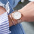 邦顿手表简约气质手表女极简风石英情侣超薄十大品牌 BD99118(红色 钢带)第8张高清大图