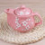 陶瓷日式茶具套装雪花瓷手绘复古茶壶杯子功夫花茶泡茶器  7件(粉色六杯一壶+茶漏)(7件)第3张高清大图
