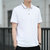 短袖t恤男2021新款夏季中青年有带领半袖纯色翻领polo衫品质上衣潮(白色 L)第3张高清大图