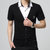NAKECY夏季男士短袖T恤 韩版青年修身半袖衬衫领假两件体恤衫大码上衣潮(黑色 M)第2张高清大图