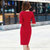 VEGININA 韩版时尚显瘦中长款包臀褶皱连衣裙 9865(黑色 XXL)第3张高清大图