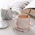水杯成套创意家用茶杯马克杯咖啡杯北欧杯子带盖水杯架子杯子大容量玫瑰组合六杯喝茶(灰色大肚杯-杯 加盖 加勺-)第4张高清大图